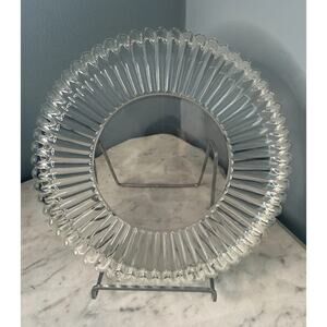 Vintage 12” Round Serving Dish National Clear Glass Jeannette Bowl Platter Tray